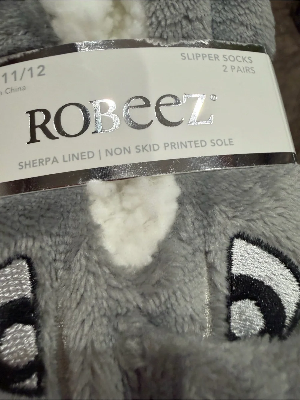 Robeez Men's Gray Sherpa-Lined Slipper Socks - 2 Pair Pack